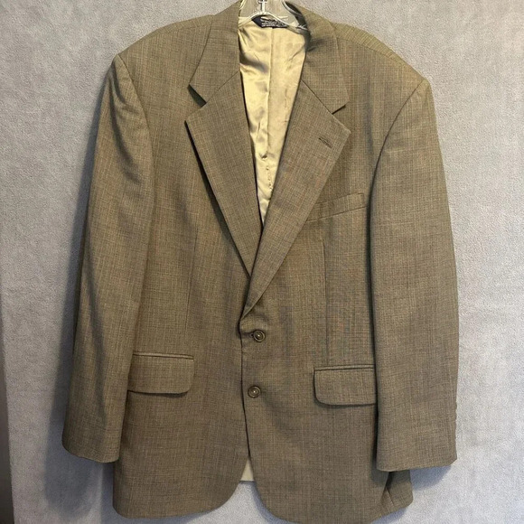 VTG LANDS' END 100% Wool Sport Coat Blazer Jacket Brown Size 44R Made In USA - Picture 1 of 11